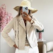 Perfecto suédine beige (taille grand)