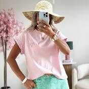 Tee shirt coeur vichy rose