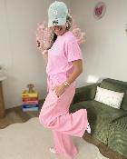 Pantalon gaze de coton rose