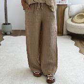Pantalon en lin camel