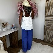 Pantalon en lin bleu