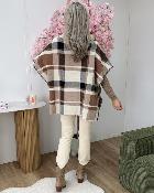 Poncho col roulé beige