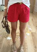 Short en gaze de coton rouge