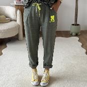Pantalon Amour jaune fluo
