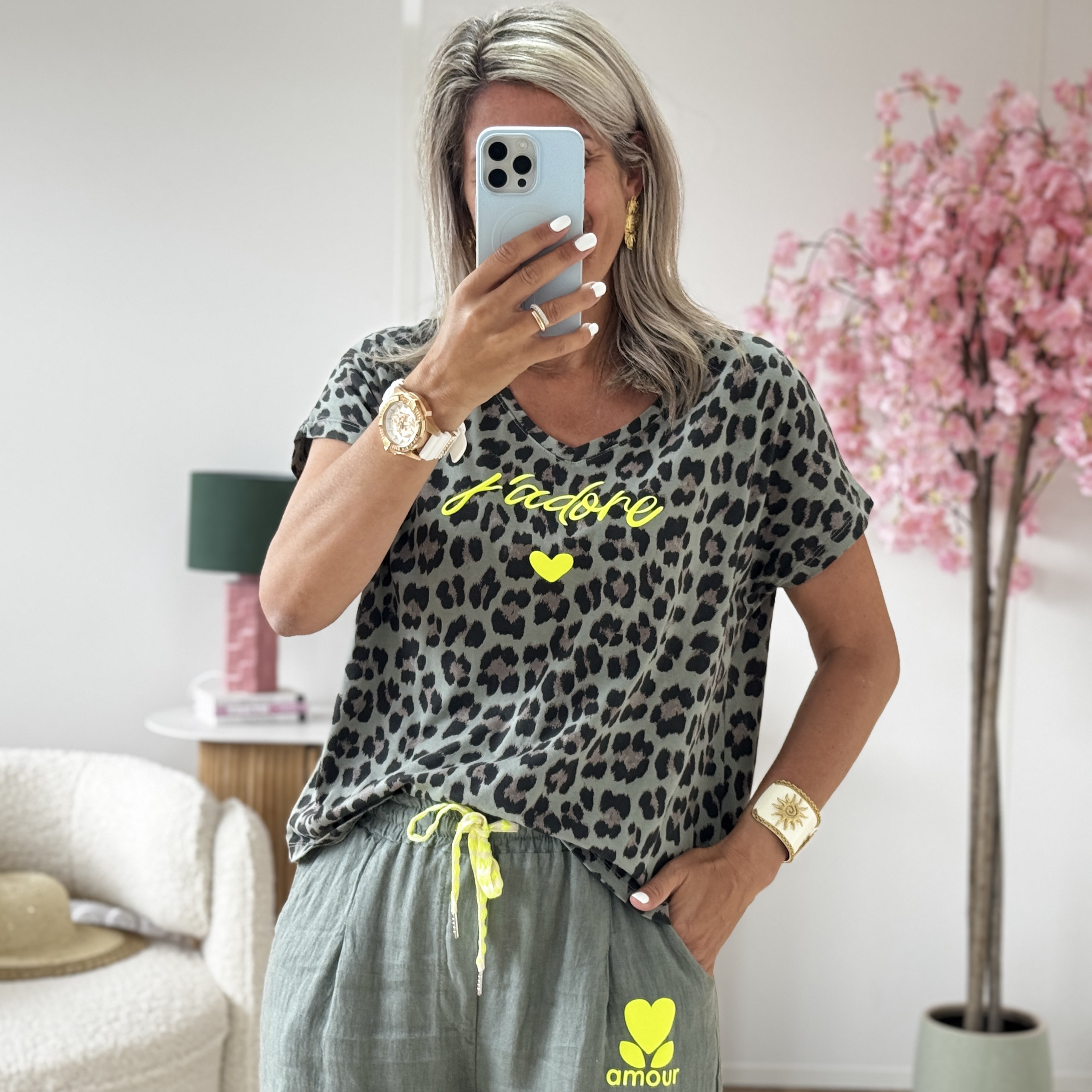 Tee shirt leolove jaune fluo