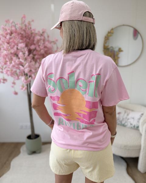 T shirt soleil rivieira rose