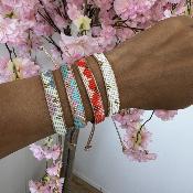 Bracelet B3 vert rose bleu or