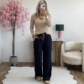Pantalon Paula noir camel