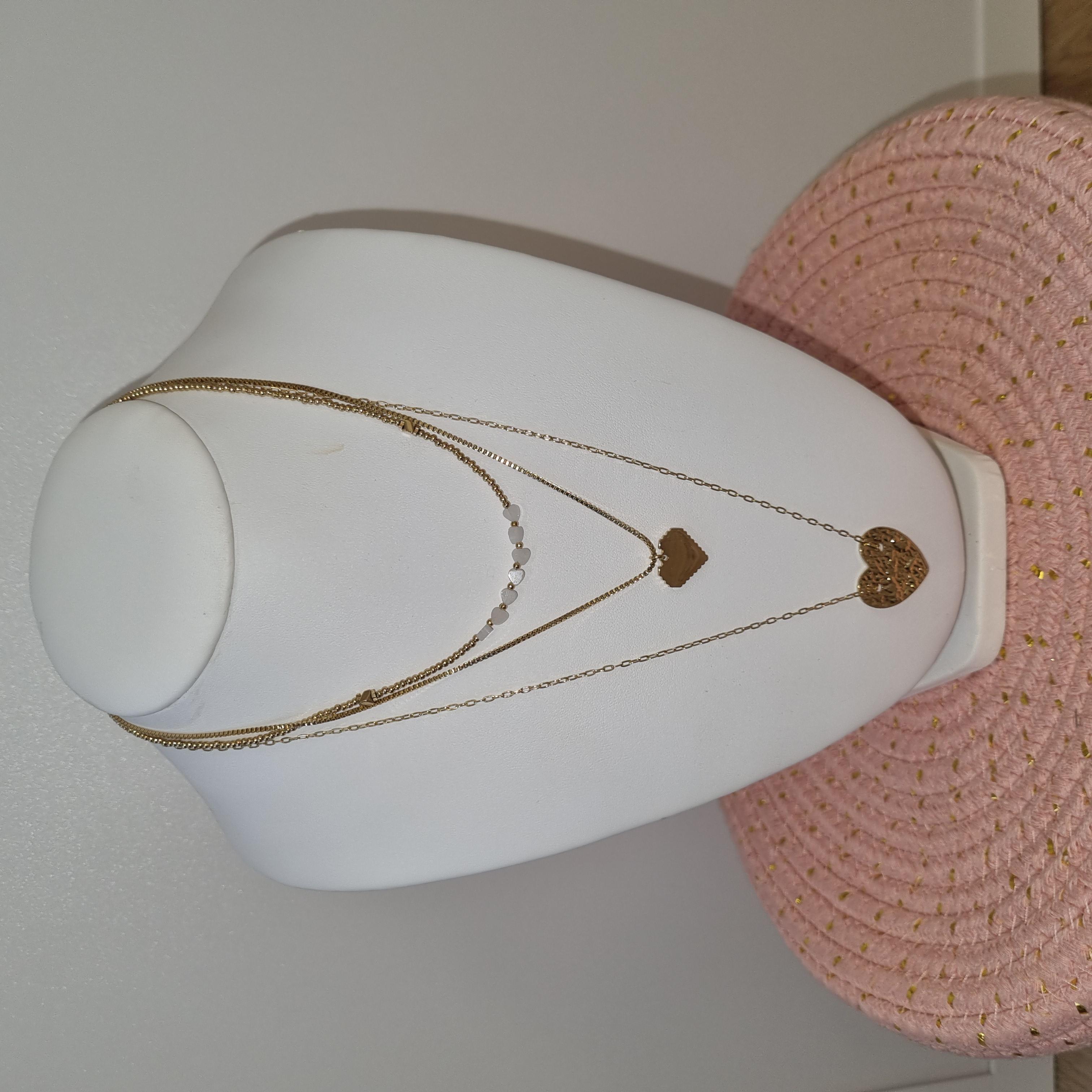 Collier 3 rangs heart
