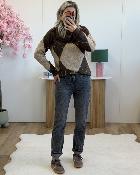 Pull col bardot beige