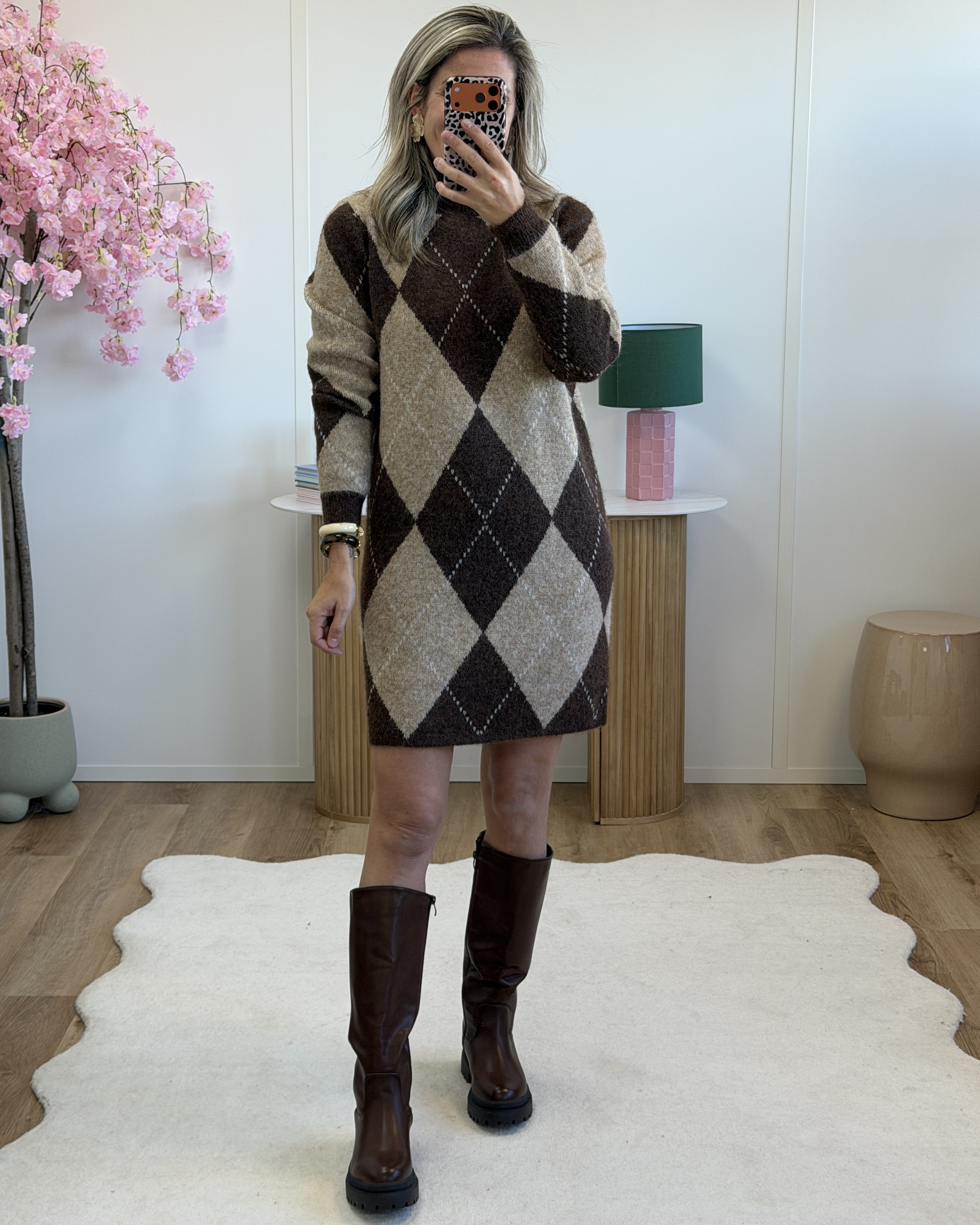 Robe pull Esther beige choco