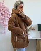 Manteau reversible blanc camel