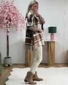 Poncho col roulé beige