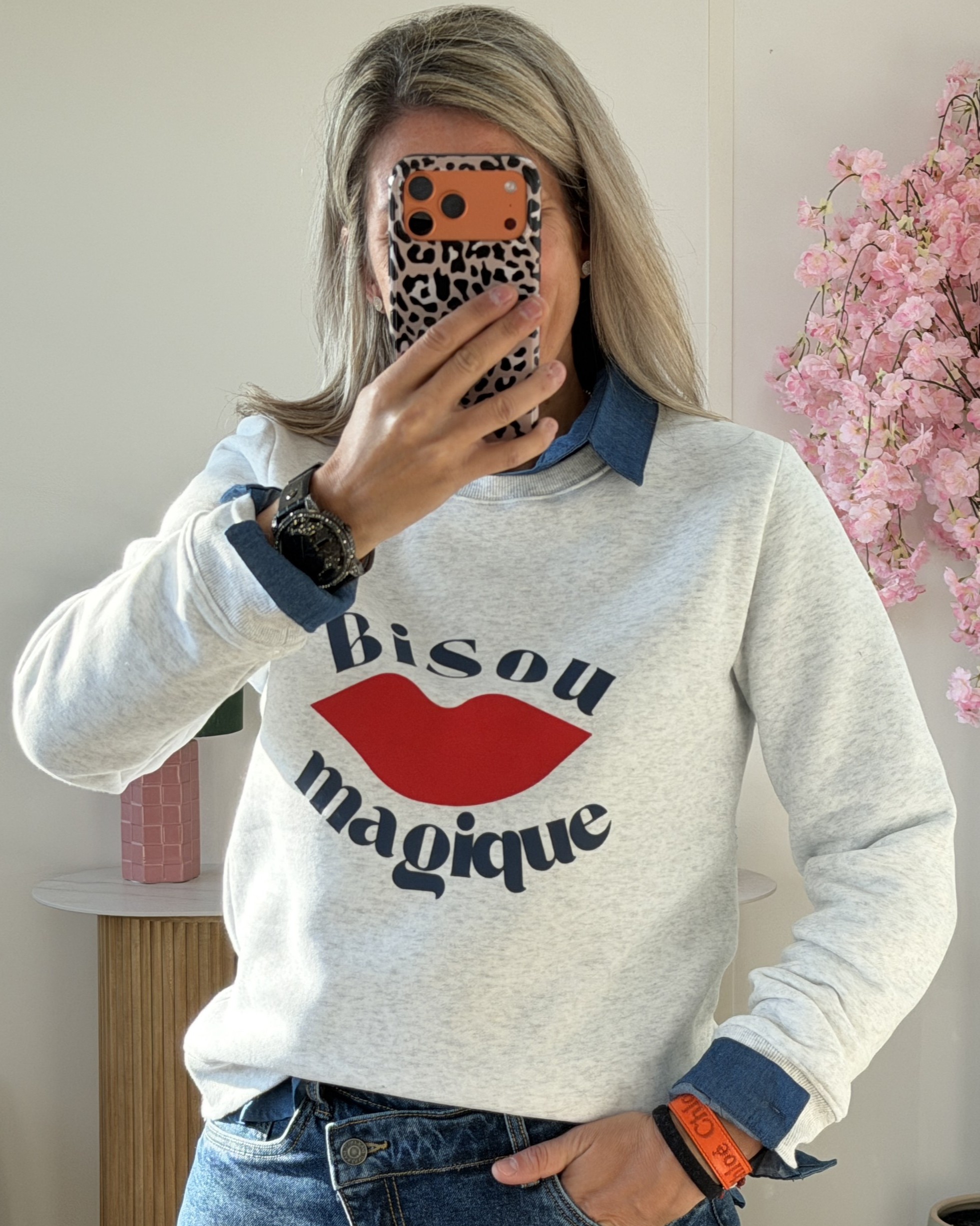 Sweat bisou magique gris