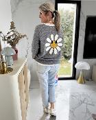 Pull marguerite gris