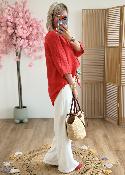 Blouse en lin rouge