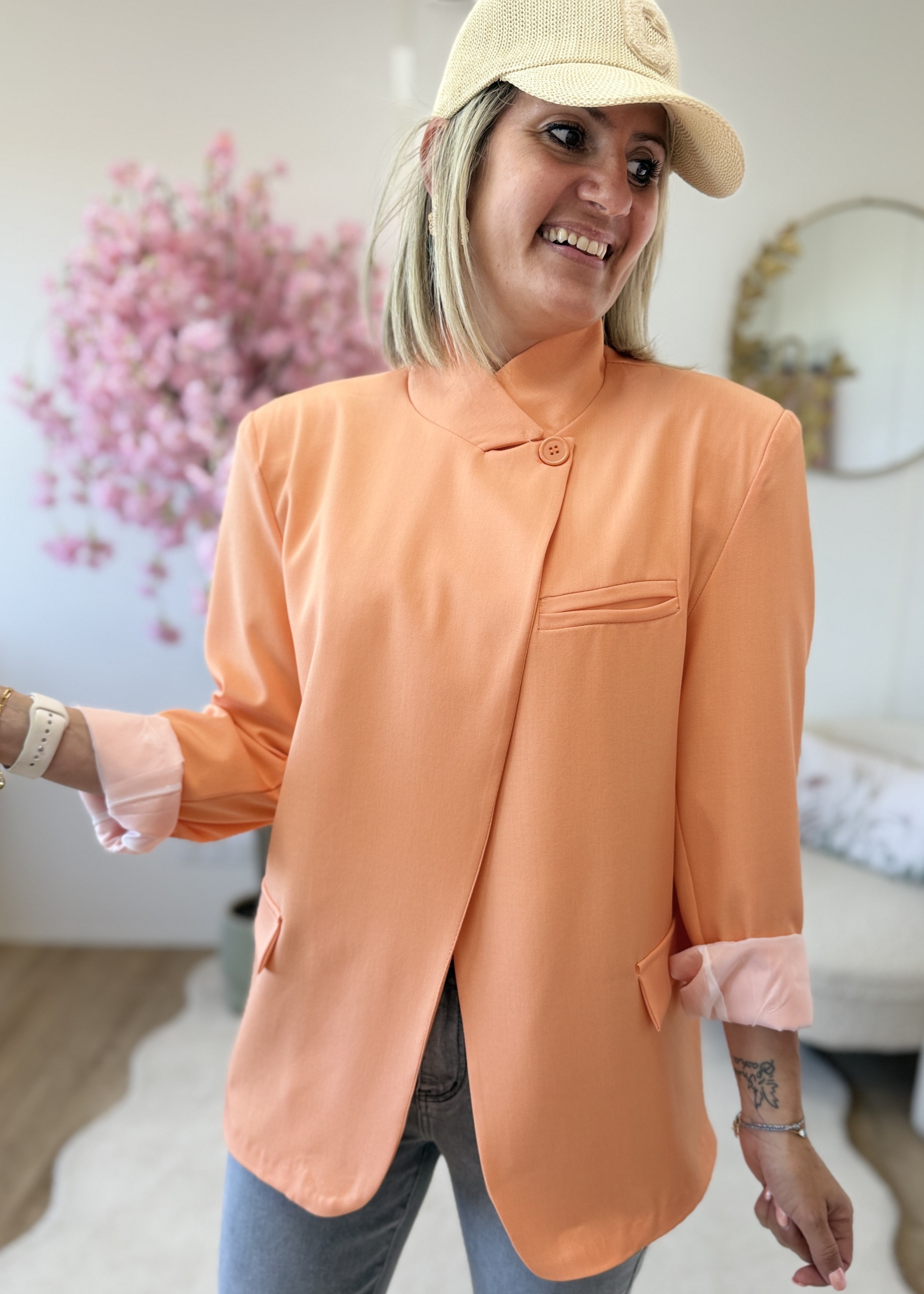 Blazer asymetrique saumon