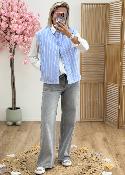 Veste sans manches en coton rayée (taille grand)