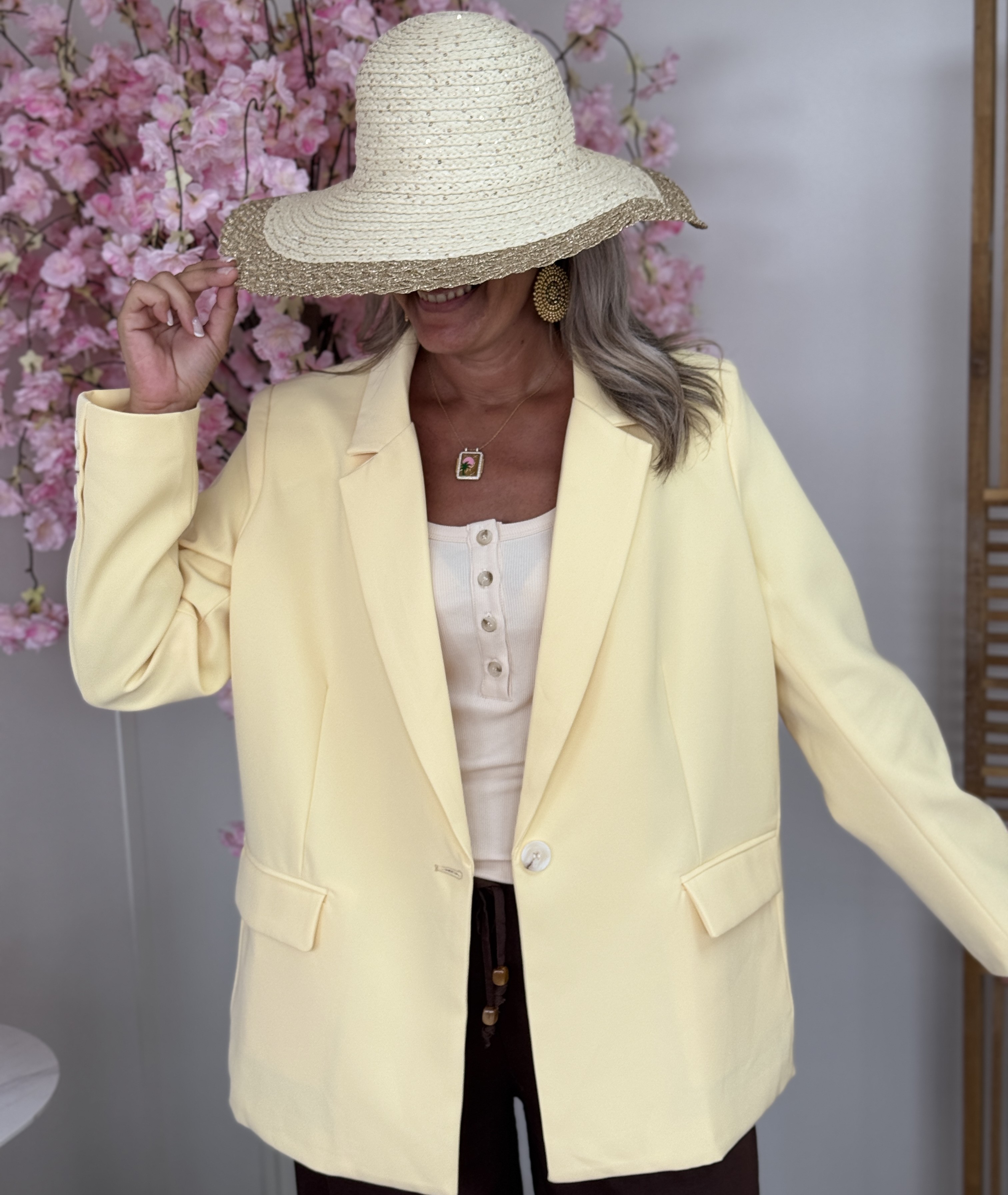 Blazer oversize jaune (taille grand)