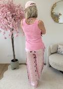 Pantalon en soie rose
