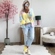 Gilet Carine jaune rose bleu