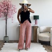 Pantalon en lin terracotta