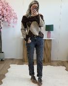 Pull col bardot beige