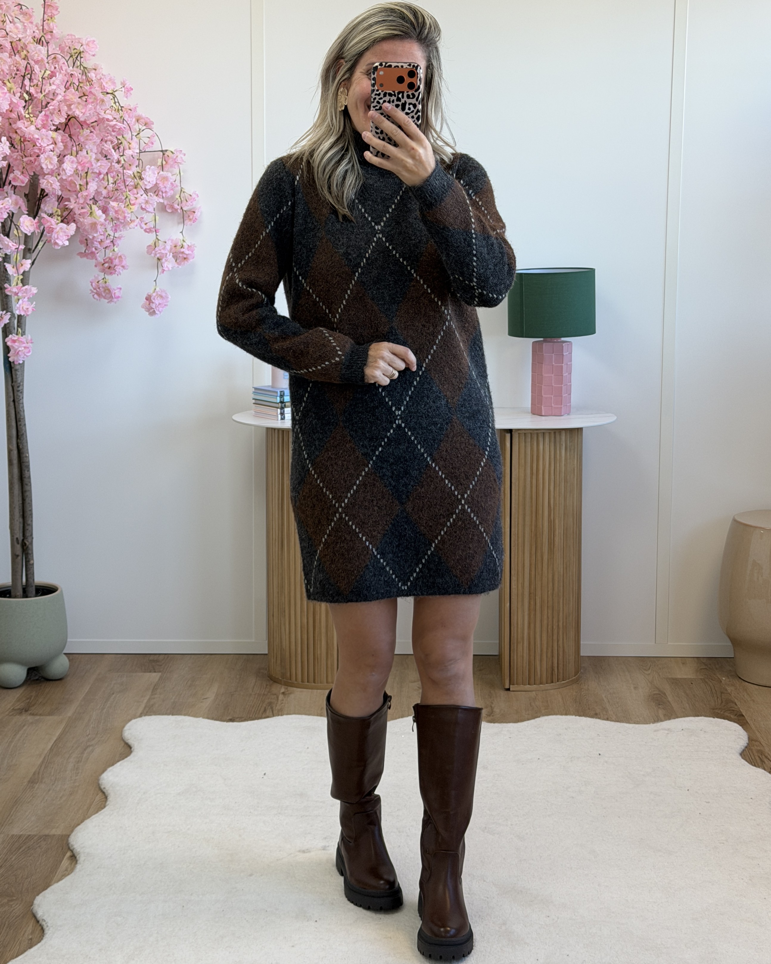 Robe pull Esther grise marron