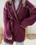 Gilet clouté bordeaux