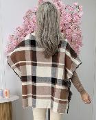 Poncho col roulé beige