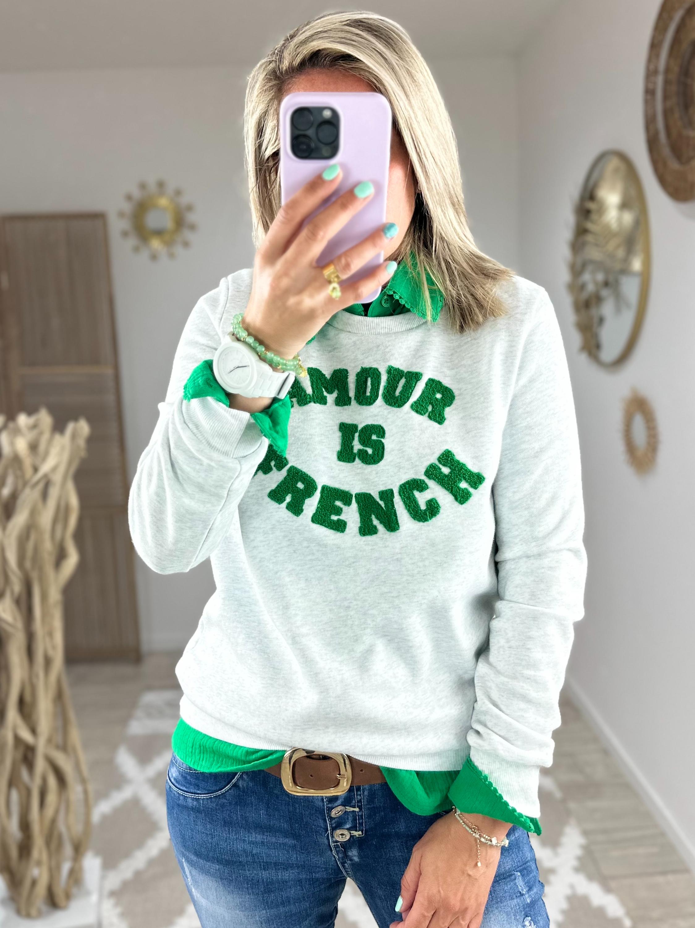 Sweat amour is French vert