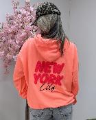 Sweat à capuche NY corail