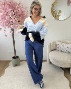 Pantalon à pince bleu jeans