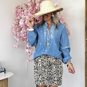 Jupe en jeans leopard