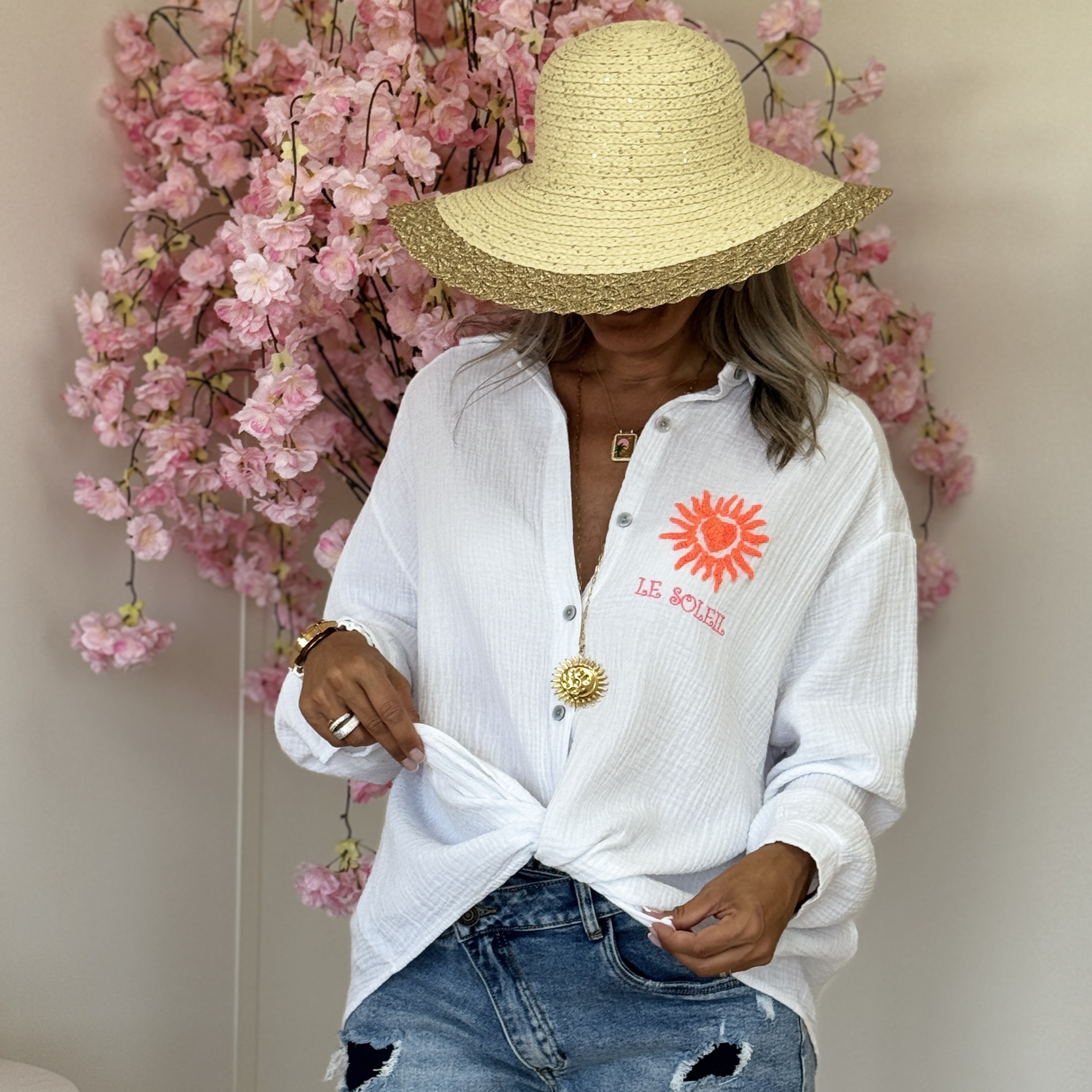 Chemise Harmonie blanc orange