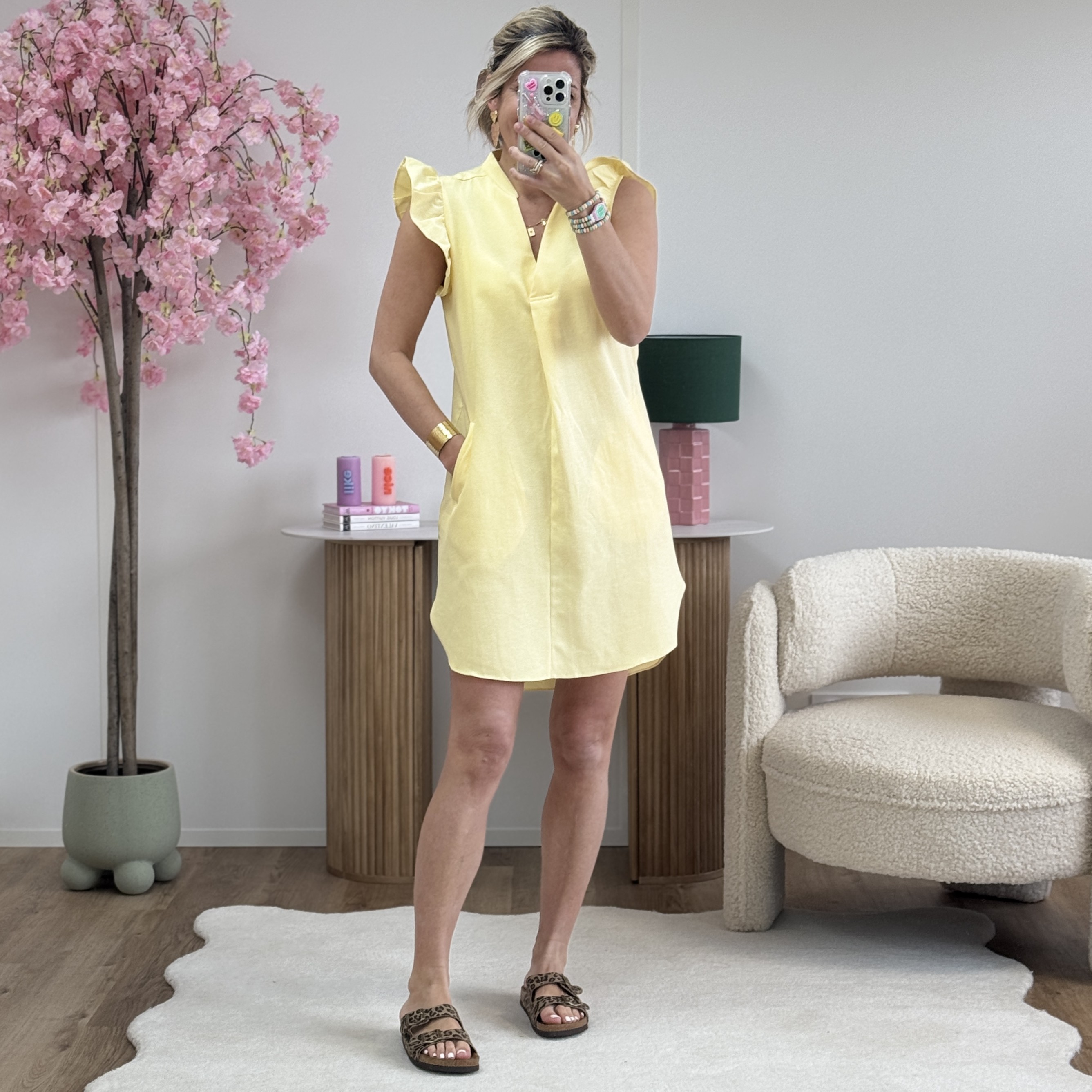 Robe chemise jaune