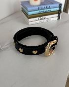Ceinture en cuir coeurs noirs