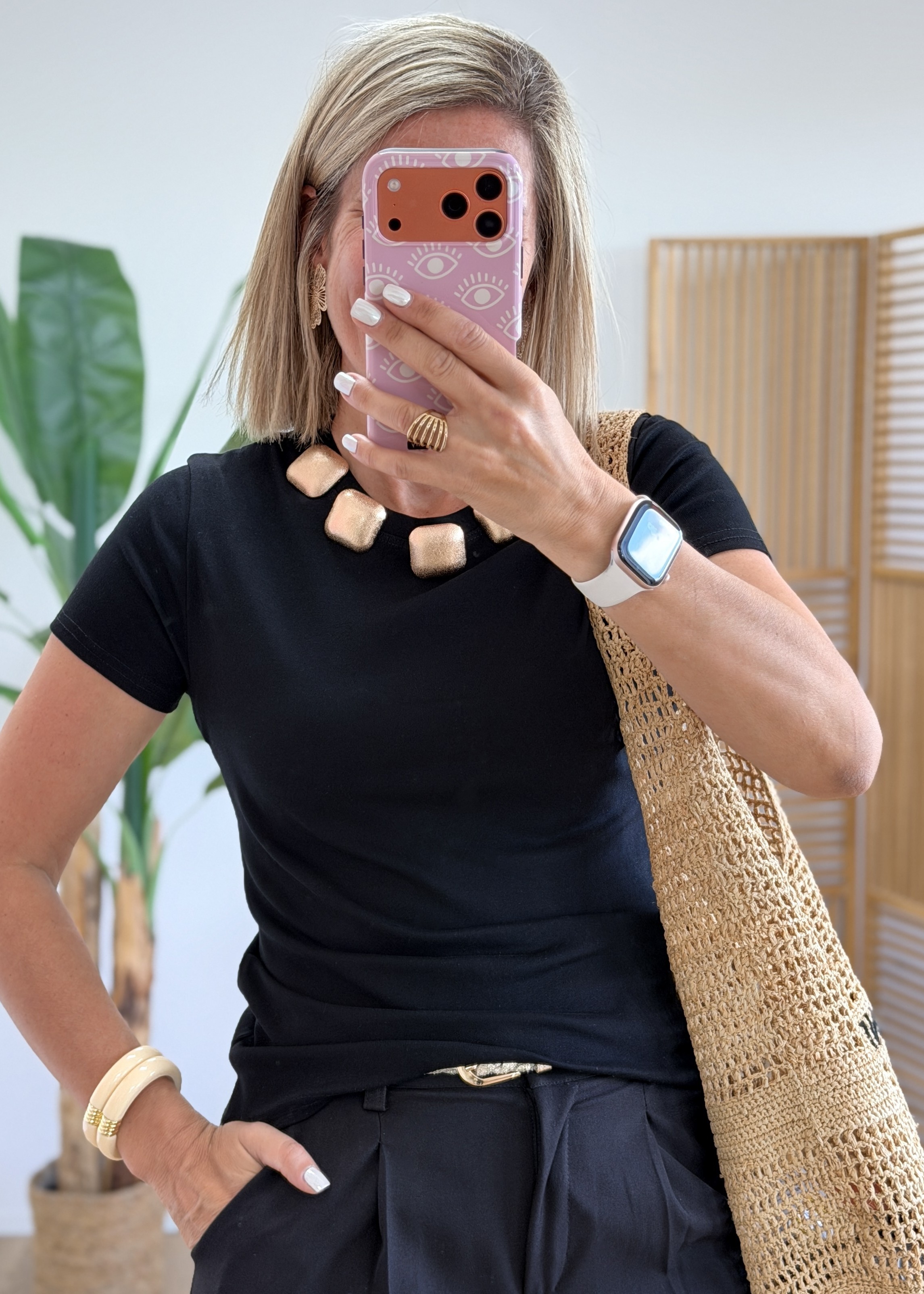 Tee shirt bijoux noir