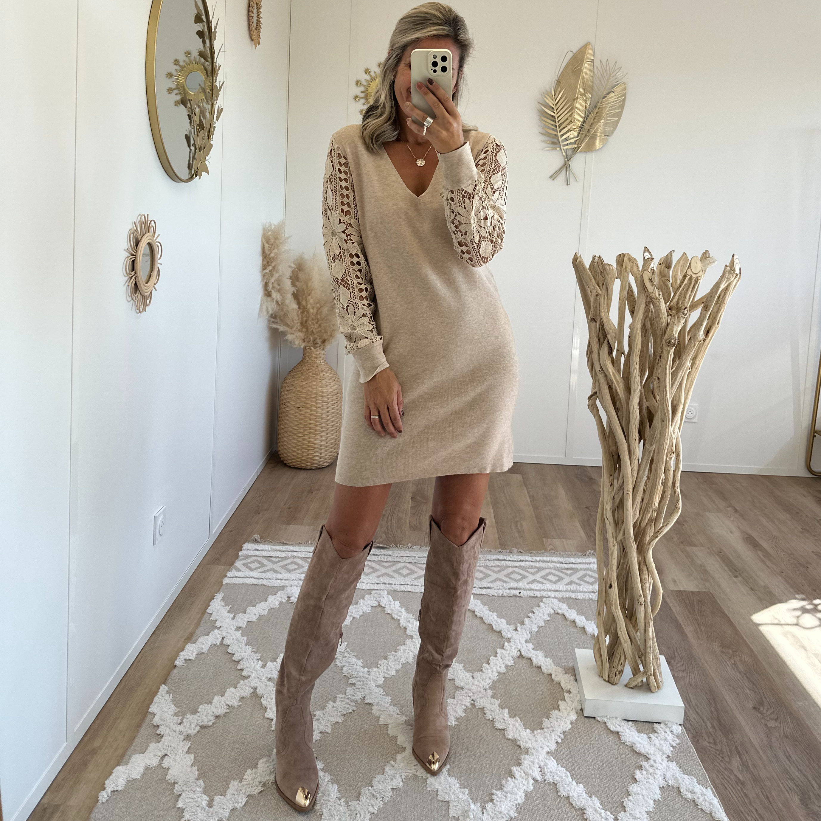 Robe pull beige