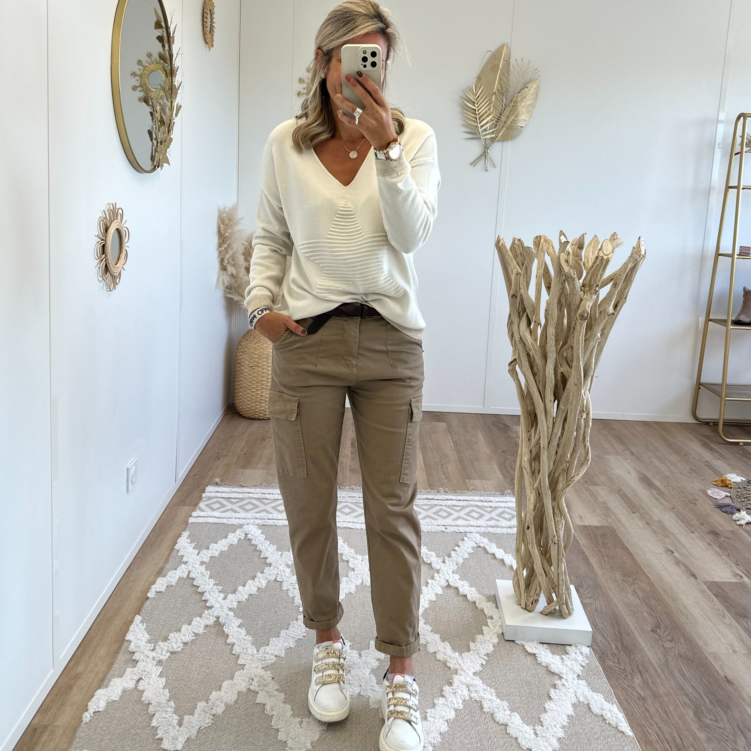 Pantalon cargo camel
