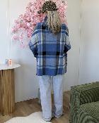 Poncho col roulé bleu