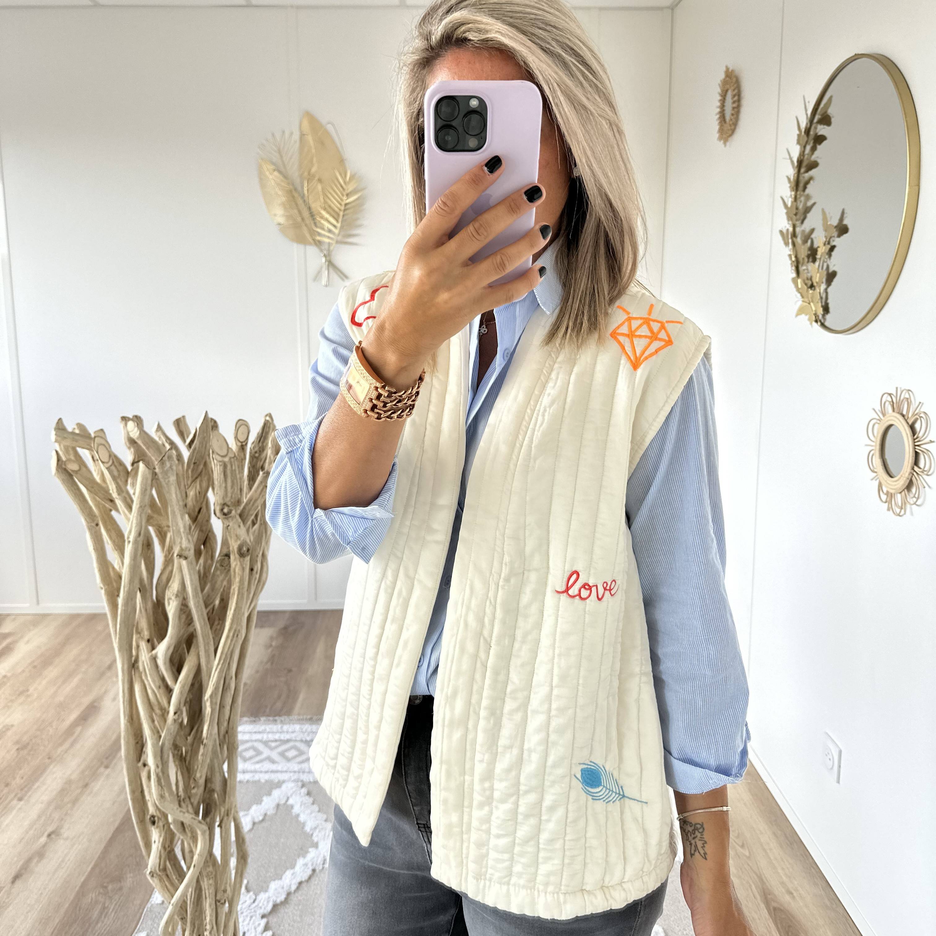 Veste sans manches satinée