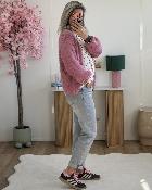 Gilet grosse maille rose