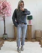 Pull avec foulard gris