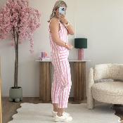 Combi gaze de coton rose foncé