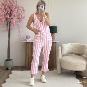 Combi gaze de coton rose foncé