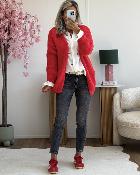 Gilet grosse maille rouge