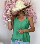 Top Flore vert