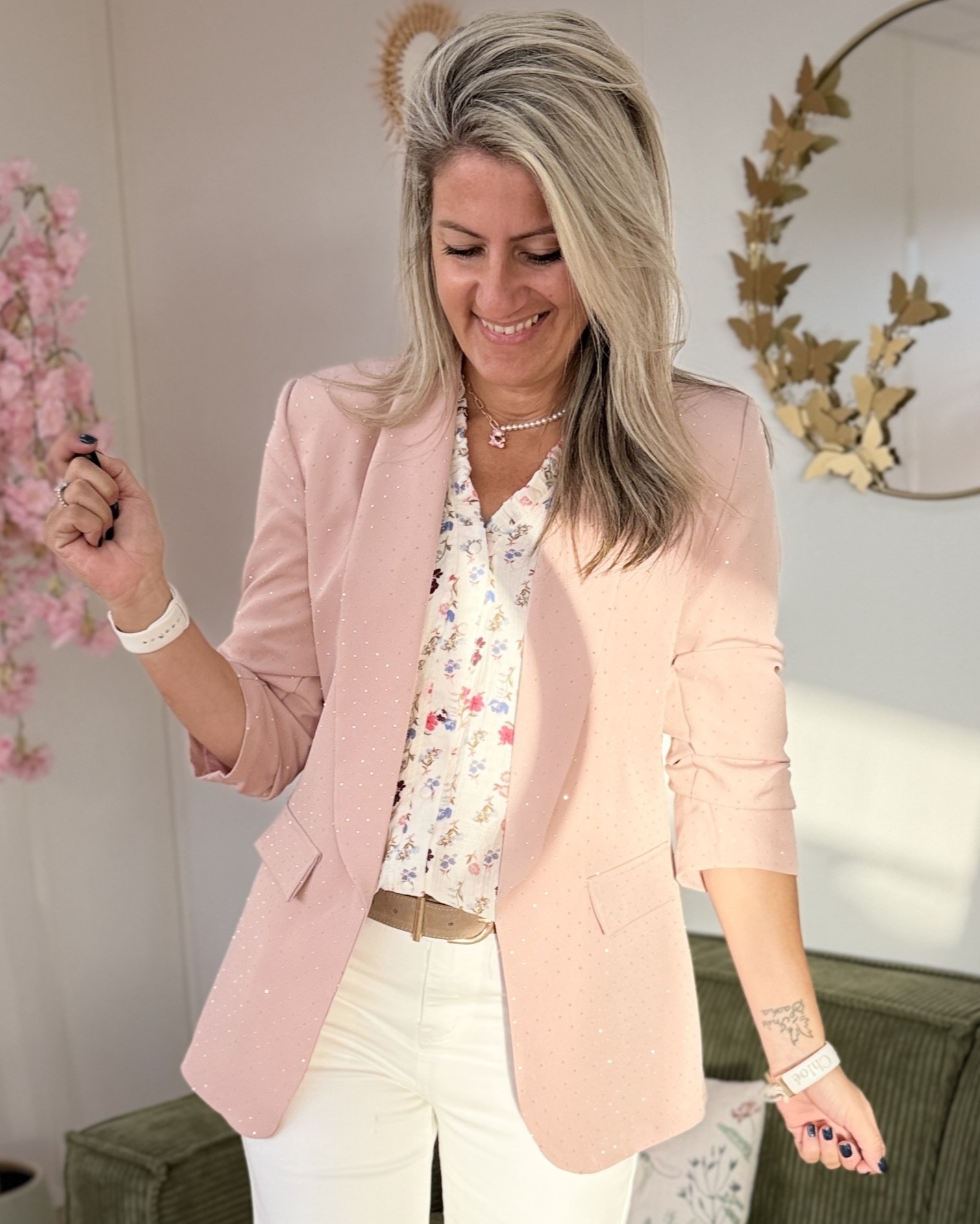 Blazer strass rose