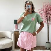 Jupe short coton rose